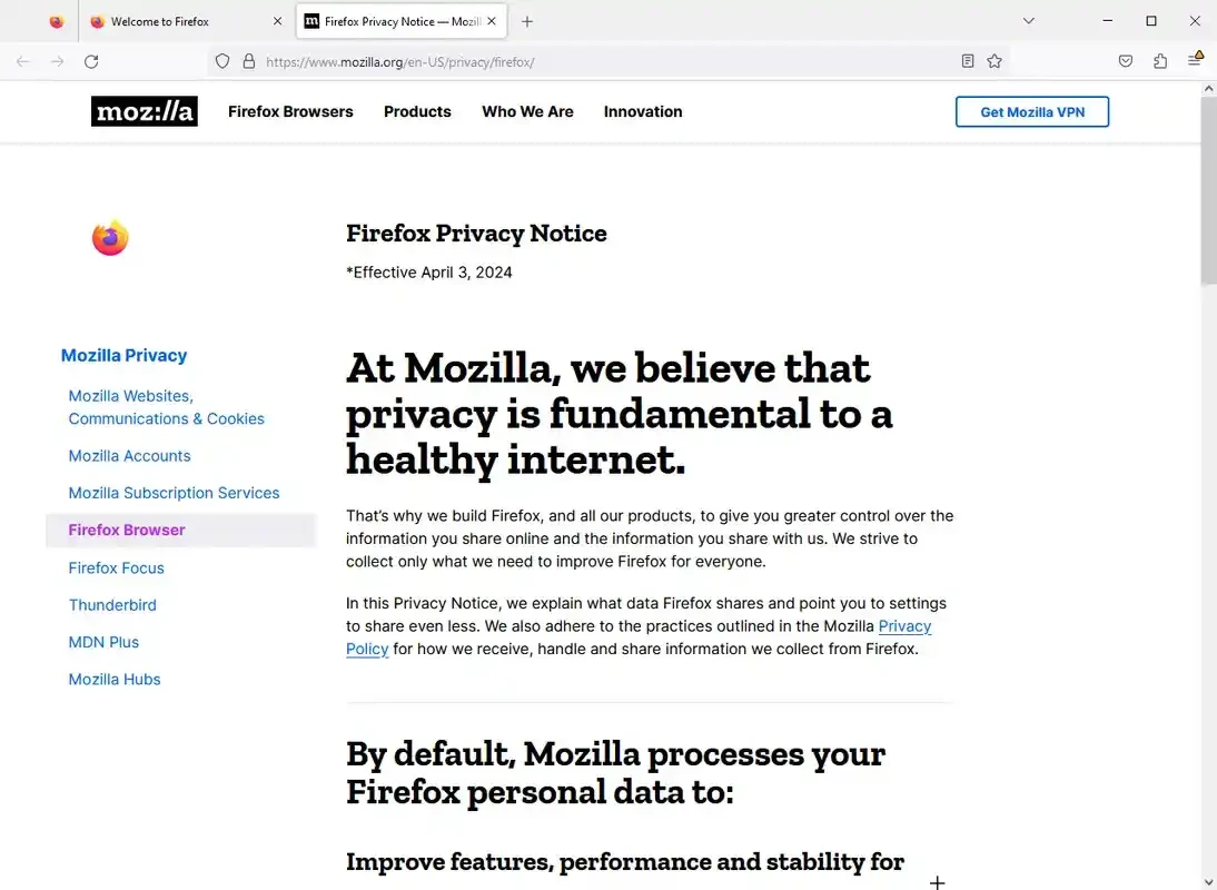 Firefox ESR — لقطة شاشة 1